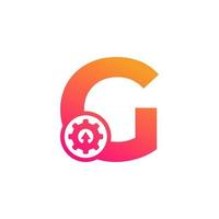 Initial Letter G with Gear Cog Wheel Automotive Logo Inspiration vector