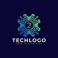 Technology Number 2 Logo Design Template Element. vector