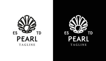 vector simple perla monolina minimalista, logotipo geométrico de arte de línea de almejas perfecto para cualquier marca