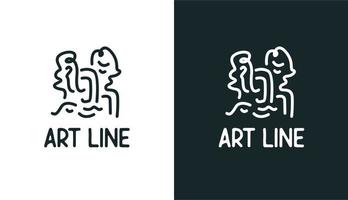 línea de arte simple logo monoline, cabeza minimalista para marca y empresa. perfecto para galería de arte y museo vector