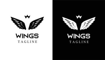 2 wings shaped bird, classic silhouette logo for brand vector