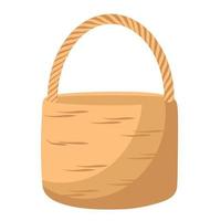 Wicker basket vector stock illustration. For a picnic, Easter. A box made of straw. Traditional craft made of willow twigs. Birch bark. Isolated on a white background.