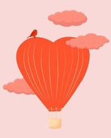 corazones de globos en nubes rosas. tarjeta de san valentín, venta y otras plantillas de volantes con letras. cartel tipográfico, tarjeta, etiqueta, diseño de banner. ilustración de stock vectorial. vector