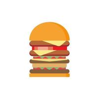 Ilustración de diseño de ilustración de vector de hamburguesa de diseño plano de deliciosa hamburguesa. productos de comida rápida en estilo plano sobre fondo blanco. ilustración vectorial