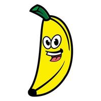 Smiling banana cartoon character. Vector illustration isolated on white background