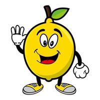 Smiling lemon cartoon mascot character. Vector illustration isolated on white background