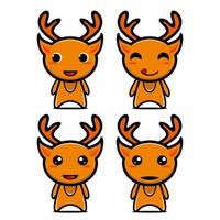 Set collection of cute deer mascot design. Isolated on a white background. Cute character mascot logo idea bundle concept vector