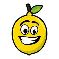 Smiling lemon cartoon mascot character. Vector illustration isolated on white background