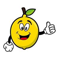 Smiling lemon cartoon mascot character. Vector illustration isolated on white background