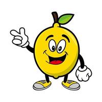 Smiling lemon cartoon mascot character. Vector illustration isolated on white background