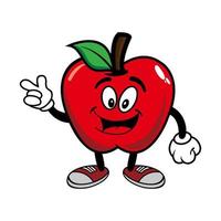 Smiling apple cartoon mascot character. Vector illustration isolated on white background