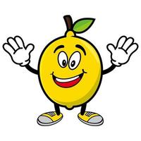 Smiling lemon cartoon mascot character. Vector illustration isolated on white background