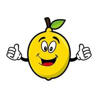 Smiling lemon cartoon mascot character. Vector illustration isolated on white background