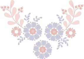 Floral pattern with leaves and berries. Vector illustration