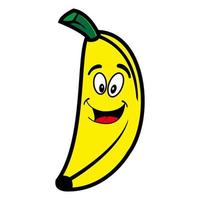 Smiling banana cartoon character. Vector illustration isolated on white background