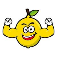 Smiling lemon cartoon mascot character. Vector illustration isolated on white background