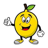 Smiling lemon cartoon mascot character. Vector illustration isolated on white background