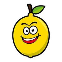 Smiling lemon cartoon mascot character. Vector illustration isolated on white background