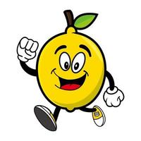 Smiling lemon cartoon mascot character. Vector illustration isolated on white background