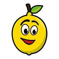 Smiling lemon cartoon mascot character. Vector illustration isolated on white background