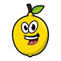 Smiling lemon cartoon mascot character. Vector illustration isolated on white background