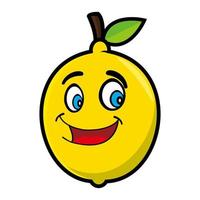 Smiling lemon cartoon mascot character. Vector illustration isolated on white background