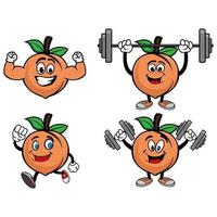 Set of collection cute smiling peach cartoon character. Vector illustration isolated on white background