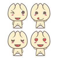 Set collection of cute dim sum mascot design character. Isolated on a white background. Cute character mascot logo idea bundle concept vector