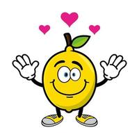 Smiling lemon cartoon mascot character. Vector illustration isolated on white background