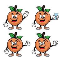 Set of collection cute smiling peach cartoon character. Vector illustration isolated on white background