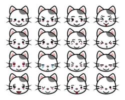 Set collection of cute head cat mascot design character. Isolated on a white background. Cute character mascot logo idea bundle concept vector