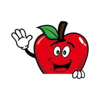Smiling apple cartoon mascot character. Vector illustration isolated on white background