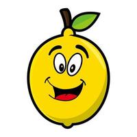 Smiling lemon cartoon mascot character. Vector illustration isolated on white background