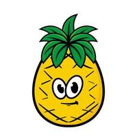 Smiling pineapple cartoon character. Vector illustration isolated on white background