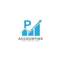 Initial Letter P Chart Bar Finance Logo Design Inspiration vector