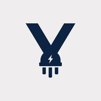 Initial Letter Y Electric Icon Logo Design Element. Eps10 Vector