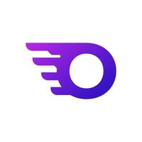 Fast Shipping Initial Letter O Delivery Logo. Purple Gradient Shape with Geometric Wings Combination. vector