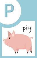 Flash Card Animals Alphabet P vector