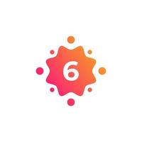 Smart and Creative Number 6 Logo Design Template with  Dots or Points. Geometric Dot Circle Science Medicine Sign. Universal Energy Tech Planet Star Atom Vector Icon Element