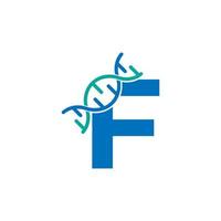 Initial Letter F Genetic Dna Icon Logo Design Template Element. Biological Illustration vector