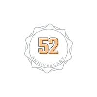 52 Year Anniversary Celebration Vector Badge. Happy Anniversary Greeting Celebrates Template Design Illustration