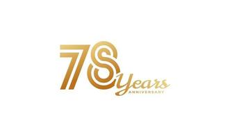 78 Year Anniversary Celebration with Handwriting Golden Color for Celebration Event, Wedding, Greeting card, and Invitation Isolated on White Background vector