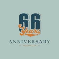 66 Year Anniversary Celebration Nostalgic with Handwriting in Retro Style for Celebration Event, Wedding, Greeting card, and Invitation Isolated on Green Background vector