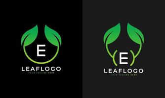 diseño del logotipo de la letra e de la hoja verde de la naturaleza. logotipo de monograma. icono del alfabeto de hojas verdes. utilizable para logotipos comerciales, científicos, sanitarios, médicos y naturales.elemento de plantilla de diseño de logotipo vectorial plano. eps10 vector