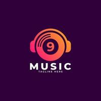 Music Logo Icon. Number 9 Music Logo Design Template Element. vector