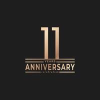 11 Year Anniversary Celebration with Thin Number Shape Golden Color for Celebration Event, Wedding, Greeting card, and Invitation Isolated on Dark Background vector