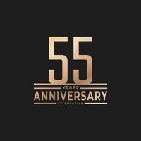 55 Year Anniversary Celebration with Thin Number Shape Golden Color for Celebration Event, Wedding, Greeting card, and Invitation Isolated on Dark Background vector