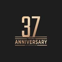 37 Year Anniversary Celebration with Thin Number Shape Golden Color for Celebration Event, Wedding, Greeting card, and Invitation Isolated on Dark Background vector