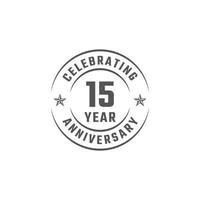 15 Year Anniversary Celebration Emblem Badge with Gray Color for Celebration Event, Wedding, Greeting card, and Invitation Isolated on White Background vector