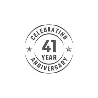 41 Year Anniversary Celebration Emblem Badge with Gray Color for Celebration Event, Wedding, Greeting card, and Invitation Isolated on White Background vector